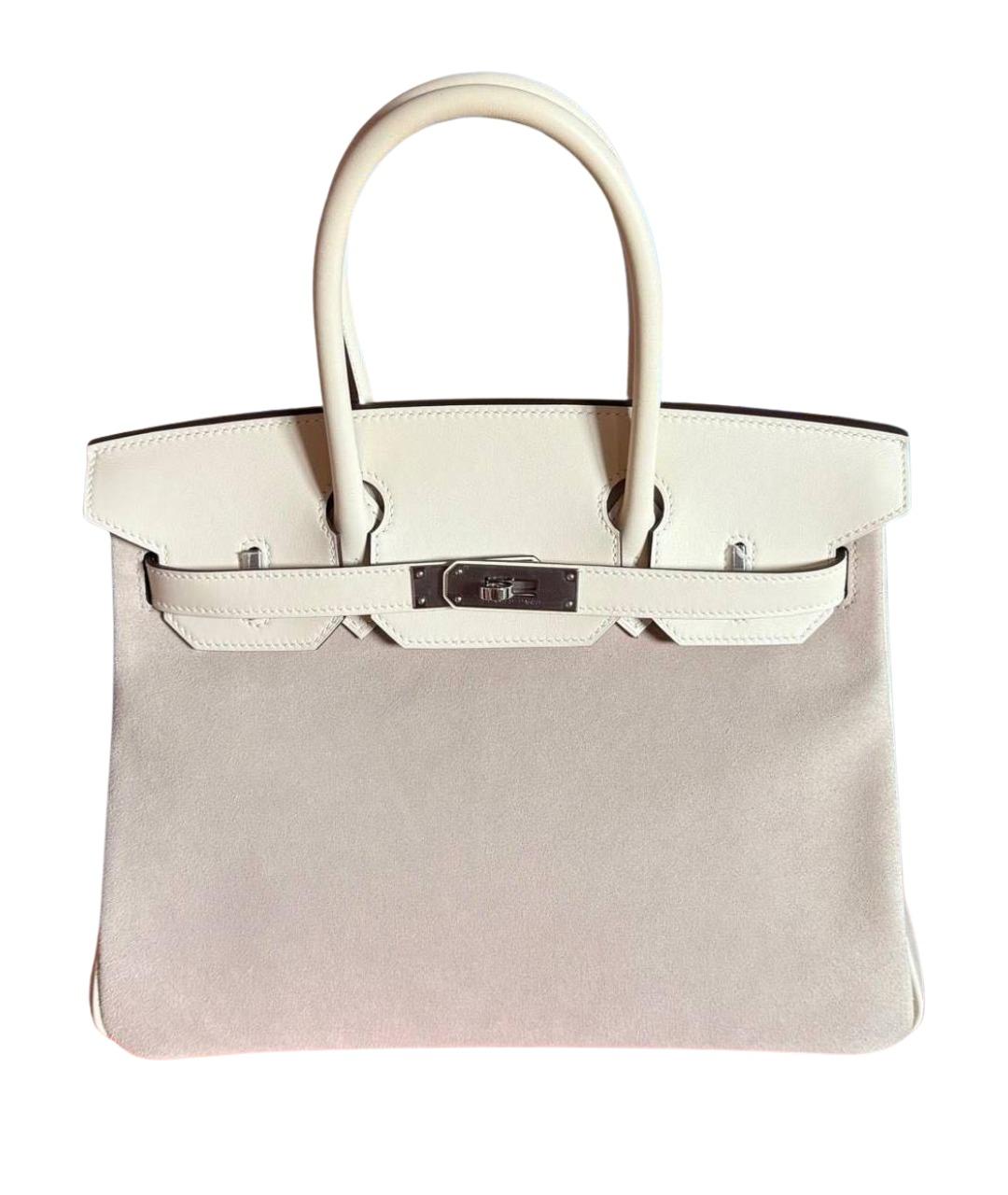 HERMES Бежевая кожаная сумка с короткими ручками, фото 1