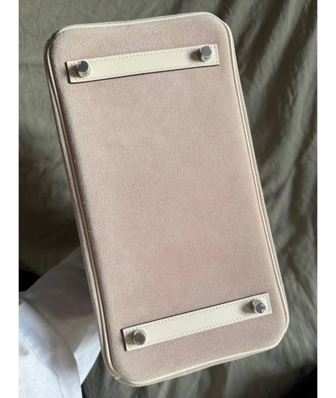 HERMES Бежевая кожаная сумка с короткими ручками, фото 6