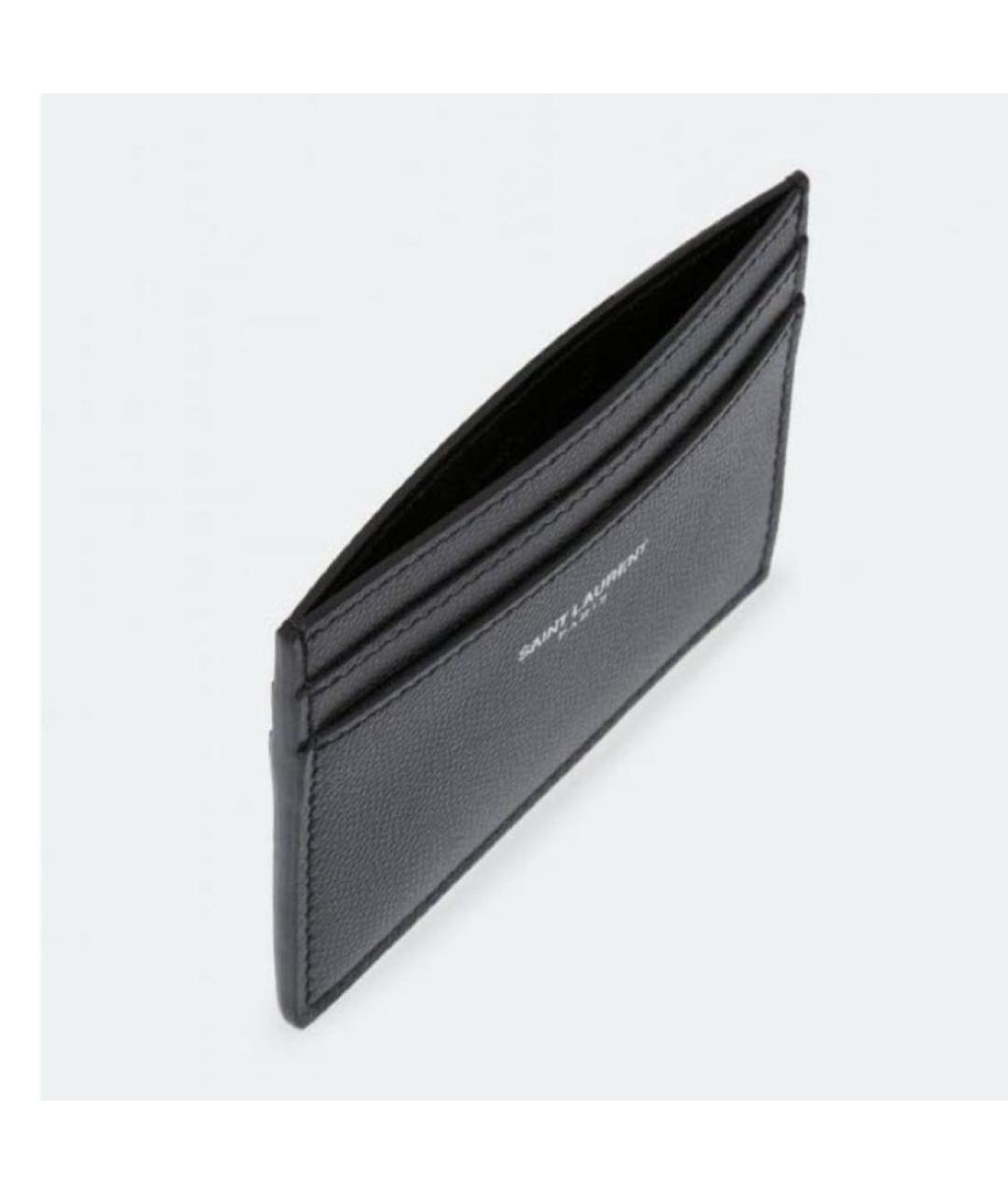 SAINT LAURENT Черный кожаный кардхолдер, фото 2