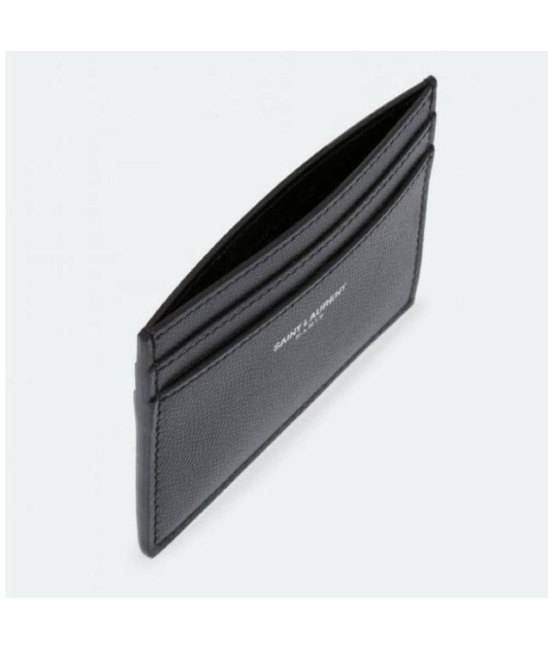 SAINT LAURENT Черный кожаный кардхолдер, фото 3