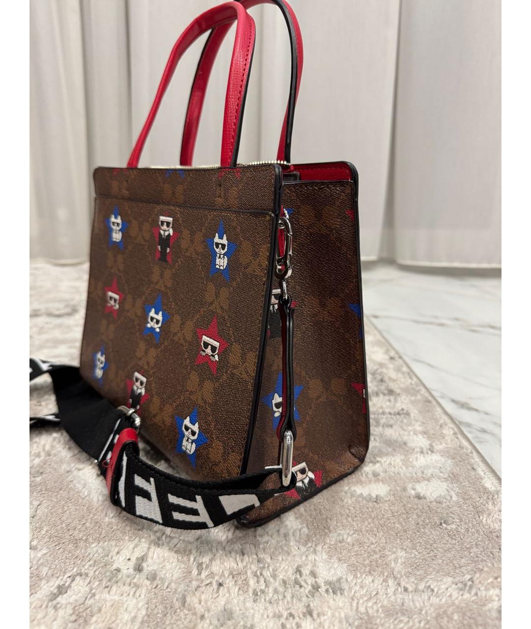 KARL LAGERFELD Коричневая сумка с короткими ручками из искусственной кожи, фото 2