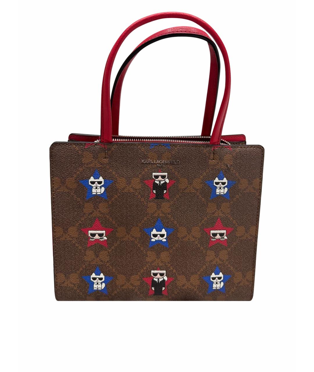 KARL LAGERFELD Коричневая сумка с короткими ручками из искусственной кожи, фото 1