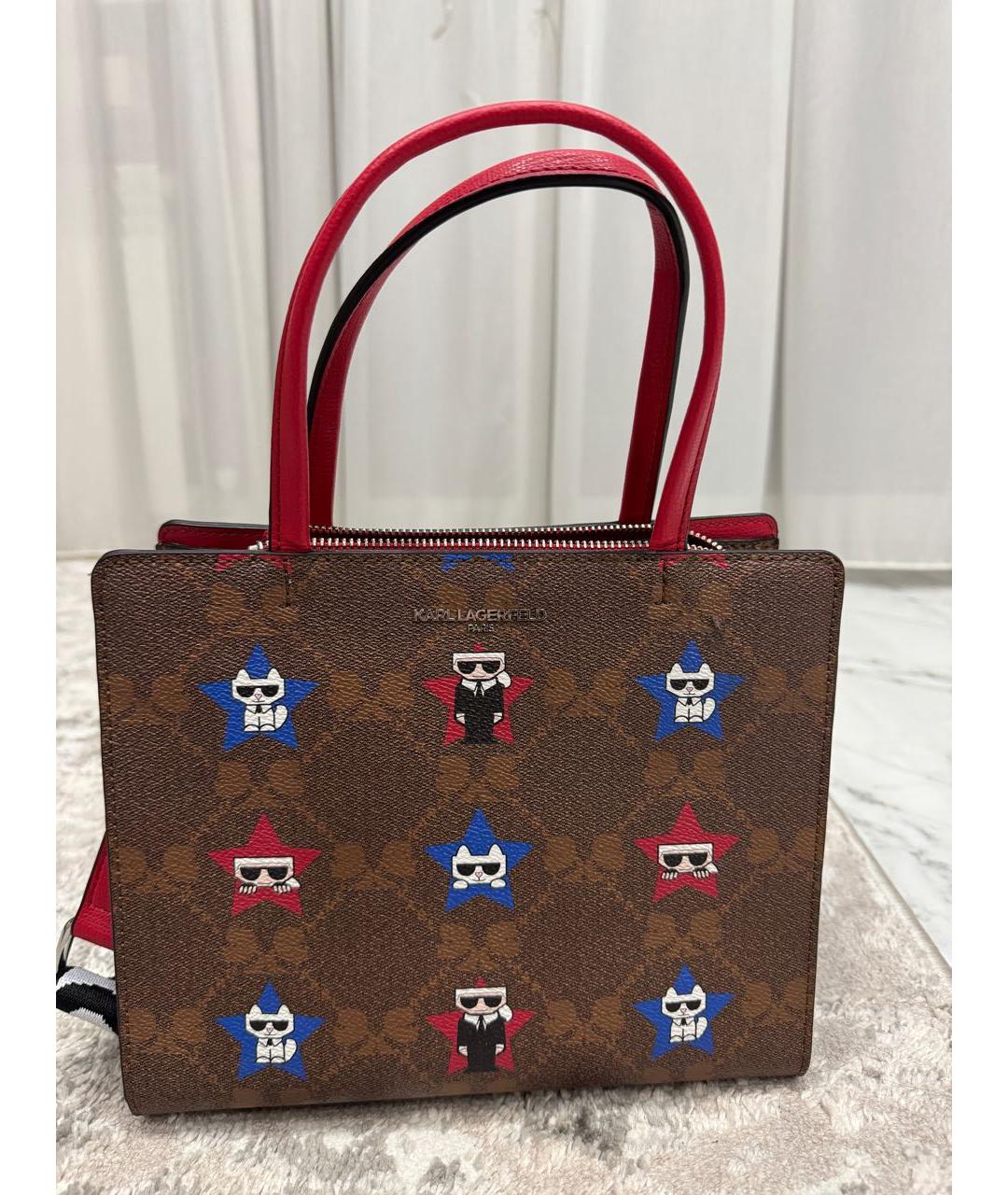 KARL LAGERFELD Коричневая сумка с короткими ручками из искусственной кожи, фото 3