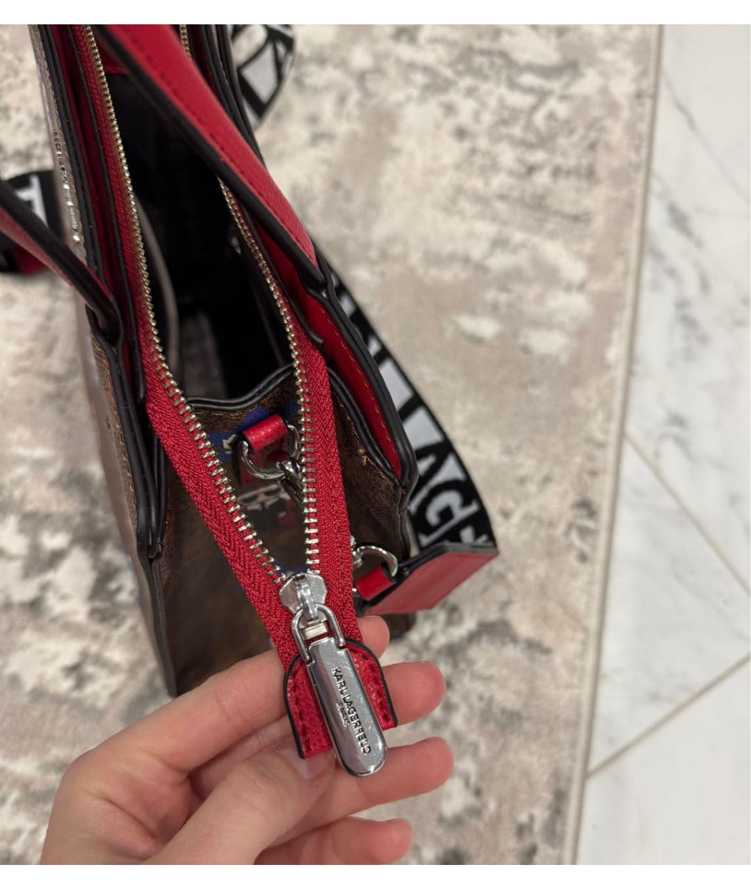KARL LAGERFELD Коричневая сумка с короткими ручками из искусственной кожи, фото 4