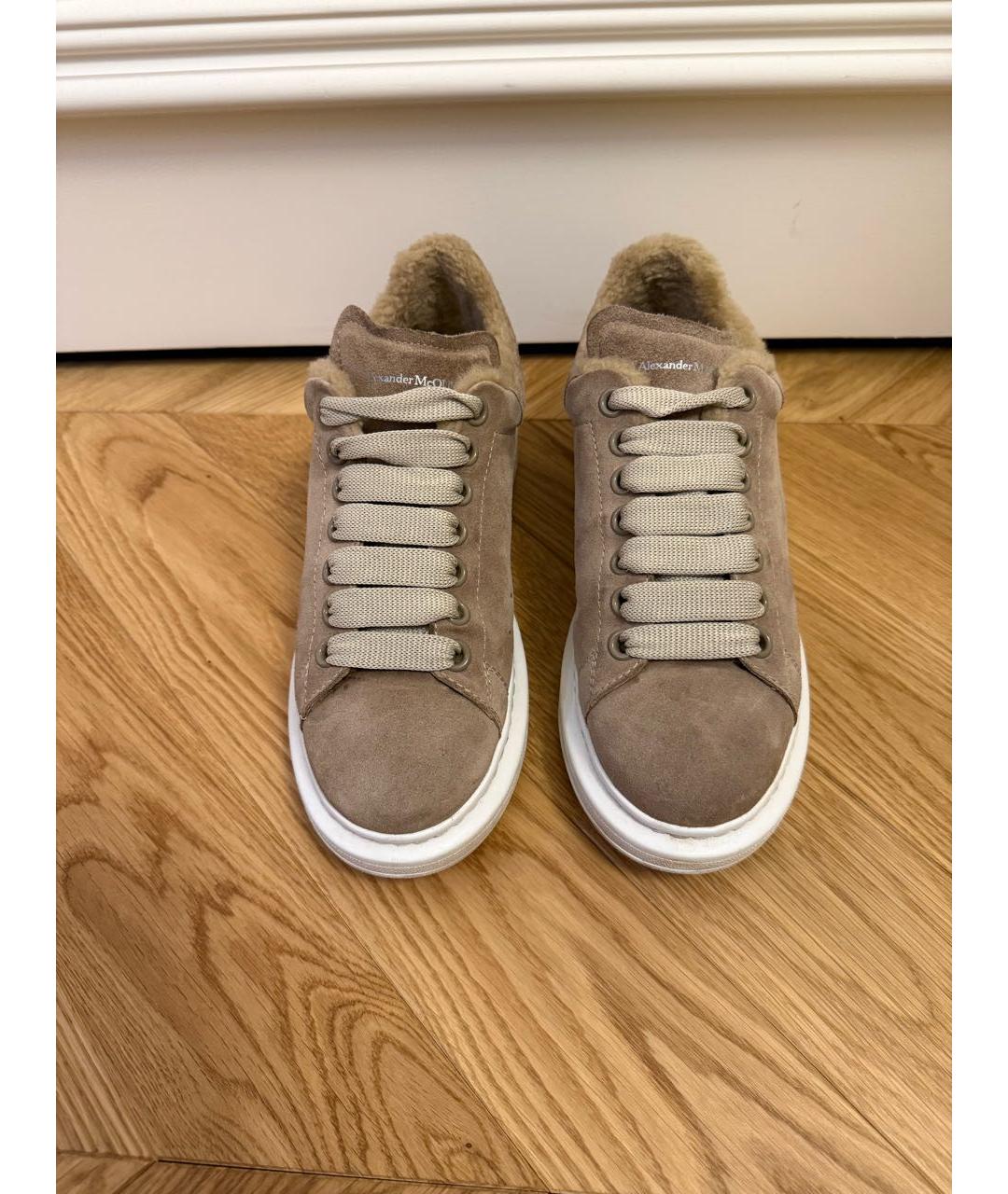 ALEXANDER MCQUEEN Бежевые замшевые кеды, фото 2