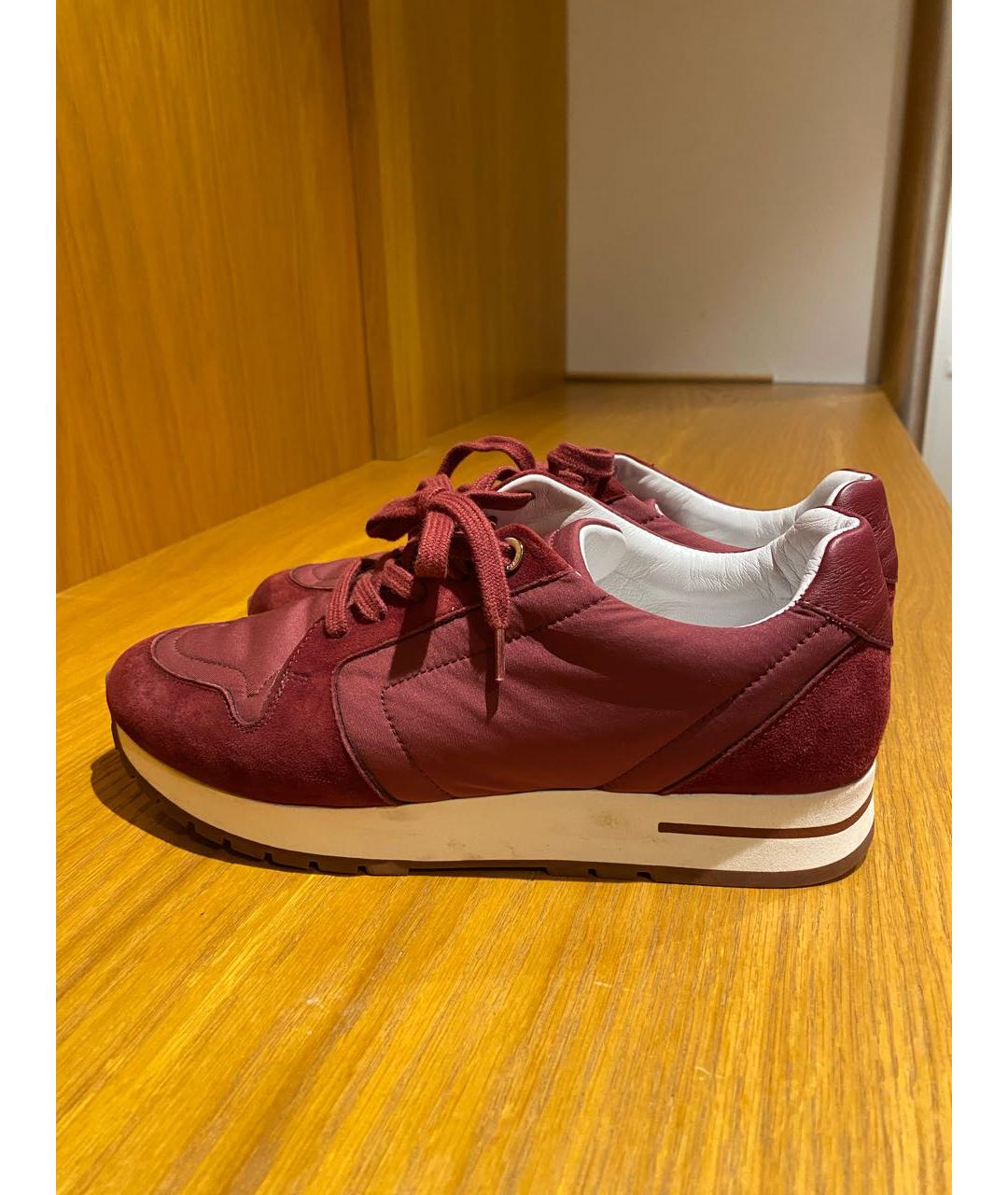 LORO PIANA Бордовые кожаные кроссовки, фото 5