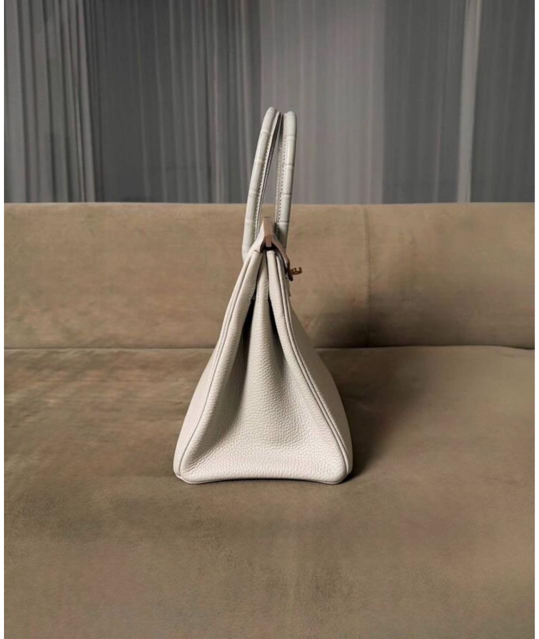 HERMES Бежевая кожаная сумка с короткими ручками, фото 4