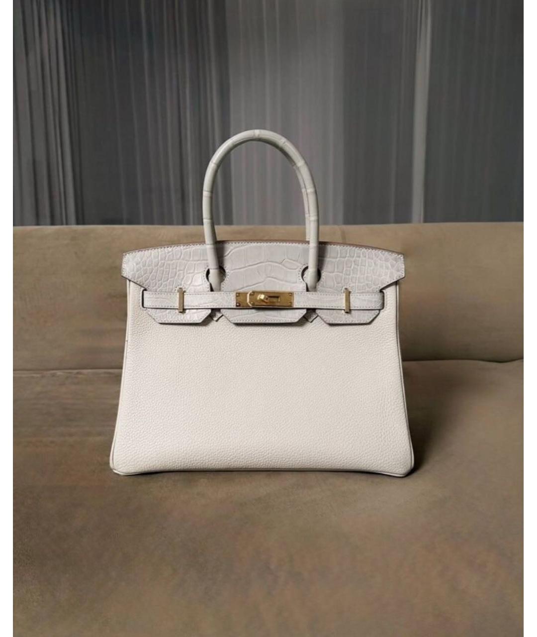 HERMES Бежевая кожаная сумка с короткими ручками, фото 5