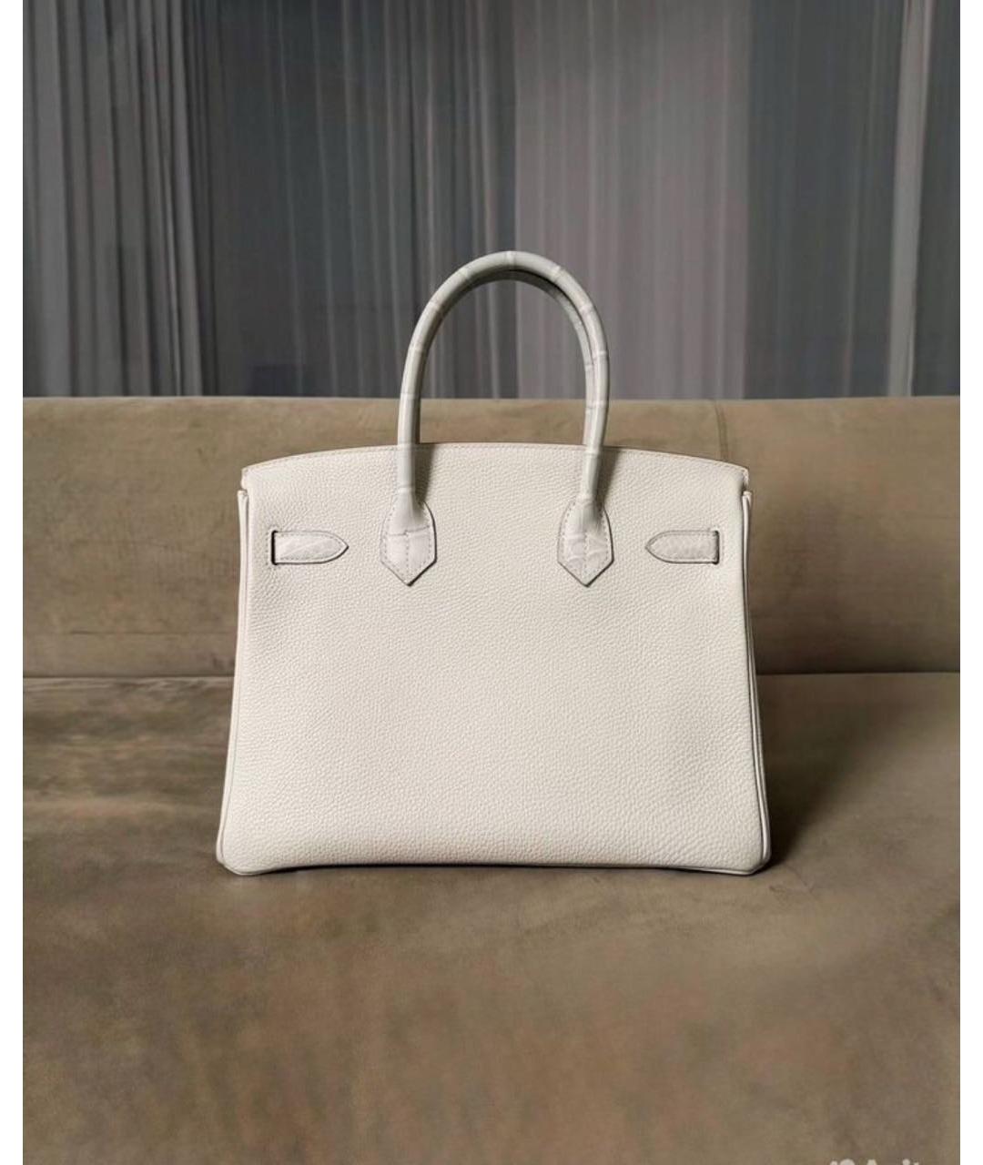 HERMES Бежевая кожаная сумка с короткими ручками, фото 3