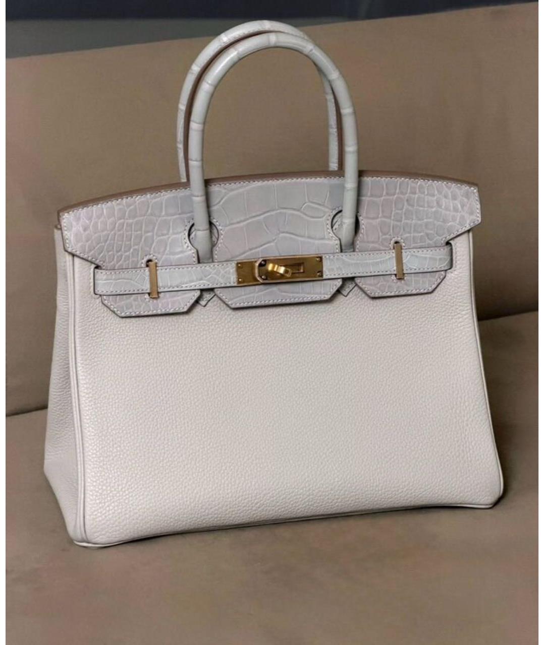 HERMES Бежевая кожаная сумка с короткими ручками, фото 2