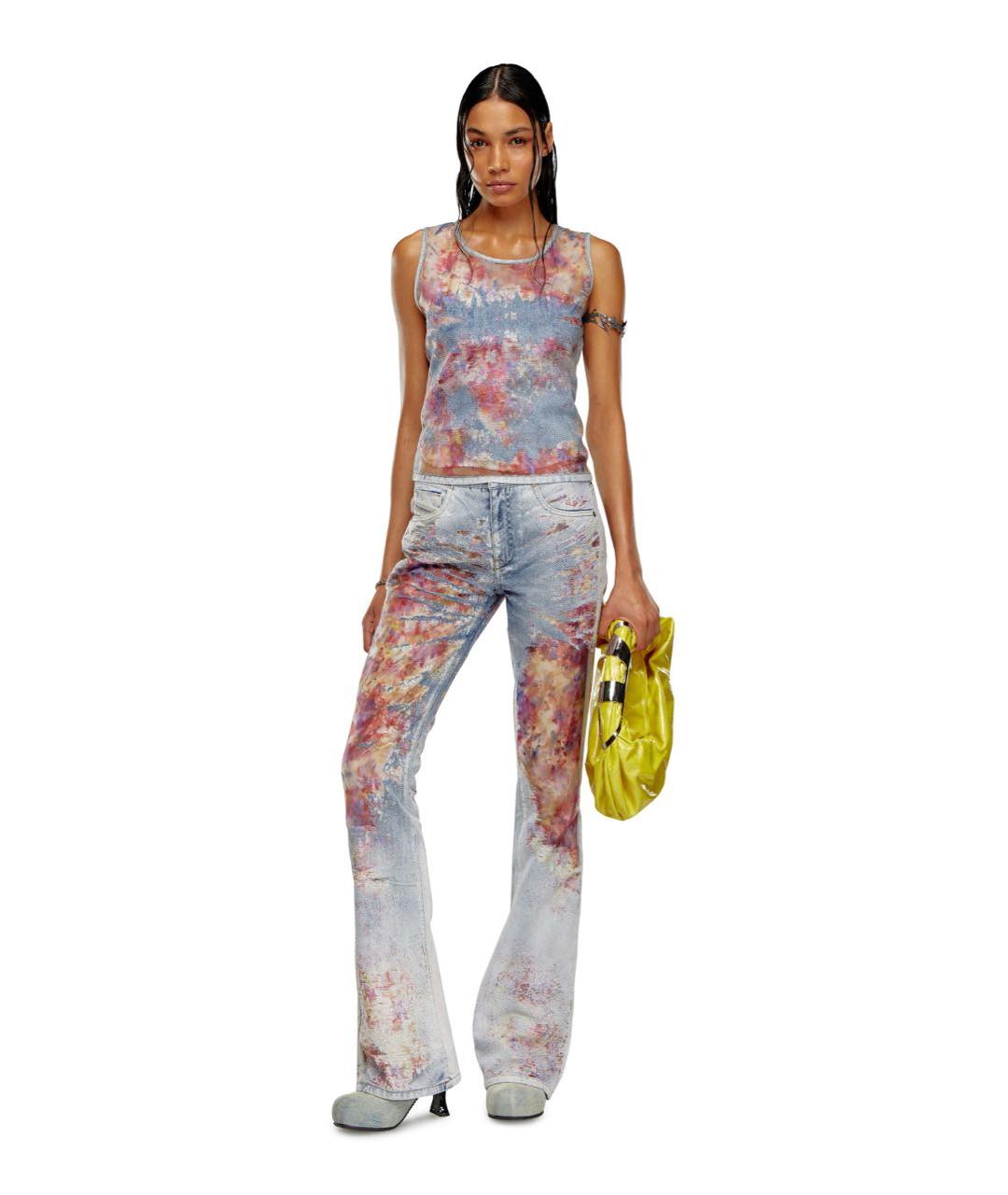 DIESEL Розовые хлопко-полиэстеровые джинсы клеш, фото 6