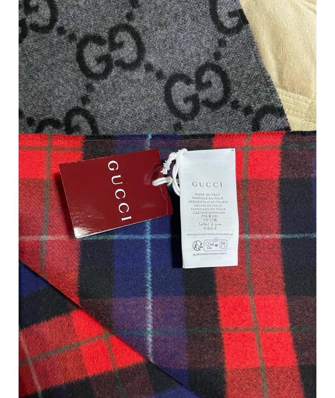 GUCCI Красный шерстяной шарф, фото 2