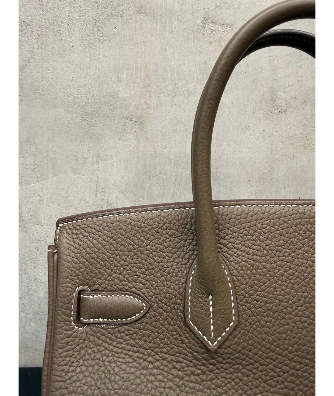 HERMES Коричневая кожаная сумка тоут, фото 6