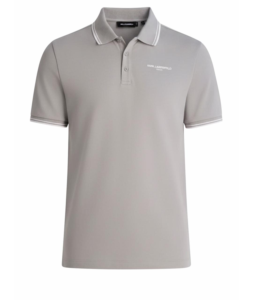 KARL LAGERFELD Серое хлопковое поло с коротким рукавом, фото 1