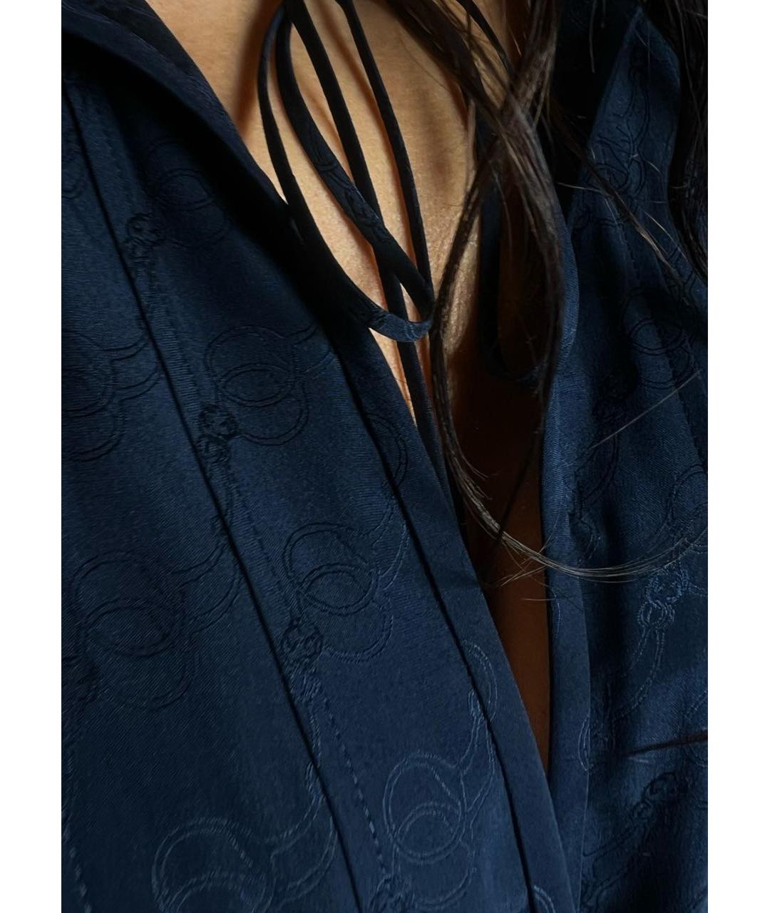 GUCCI Темно-синее шелковое повседневное платье, фото 6