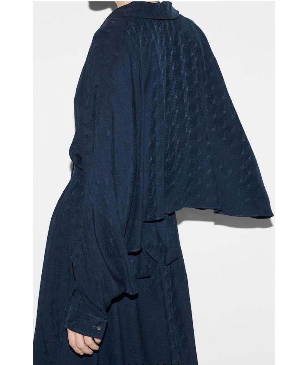 GUCCI Темно-синее шелковое повседневное платье, фото 2