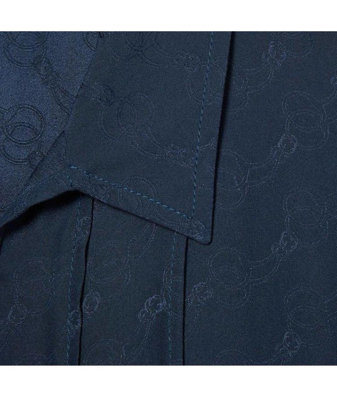 GUCCI Темно-синее шелковое повседневное платье, фото 3