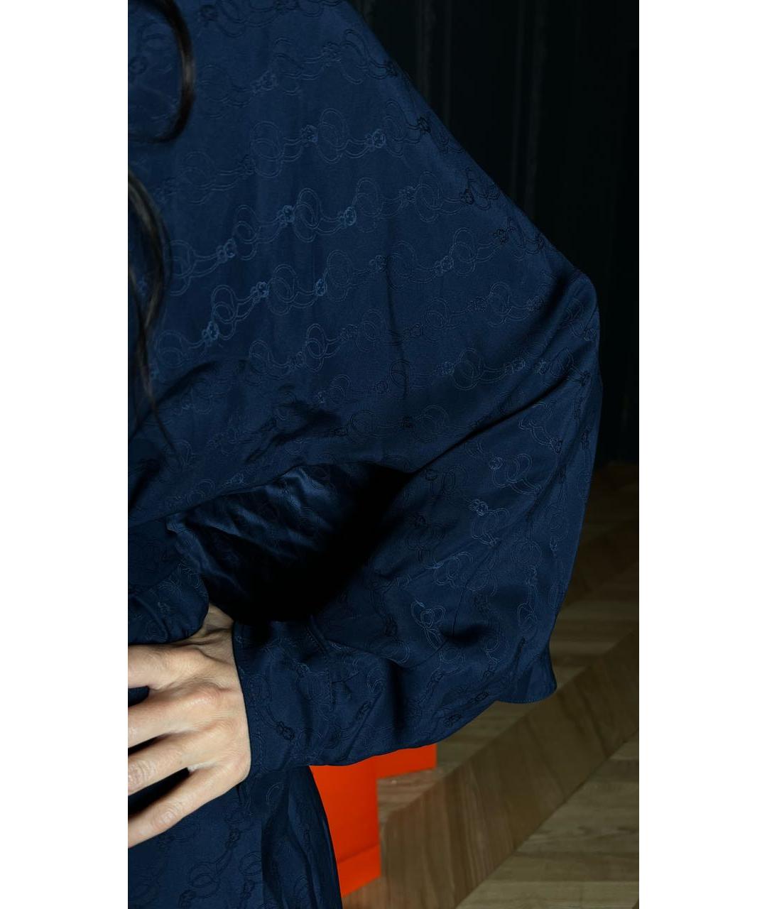 GUCCI Темно-синее шелковое повседневное платье, фото 5