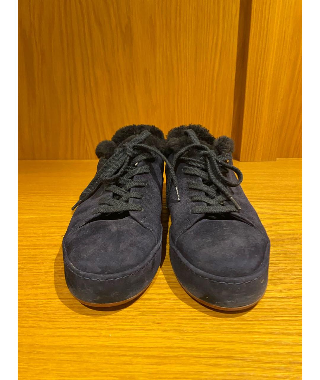 LORO PIANA Темно-синие кожаные ботинки, фото 2