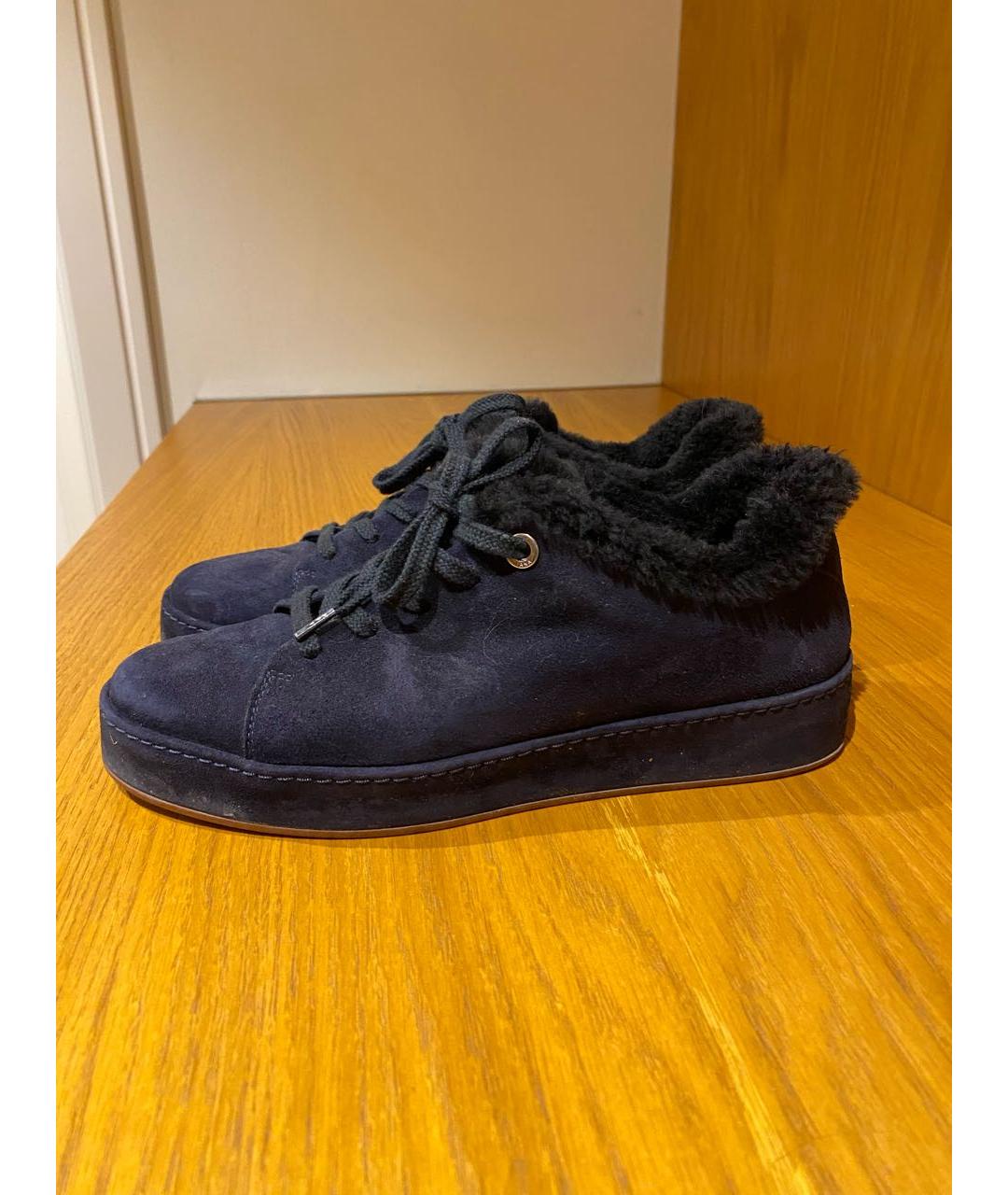 LORO PIANA Темно-синие кожаные ботинки, фото 3