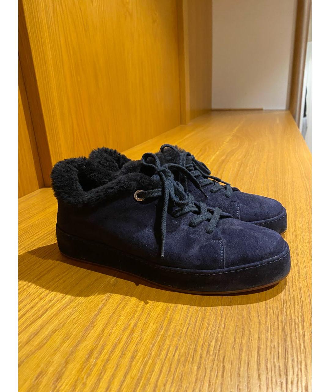 LORO PIANA Темно-синие кожаные ботинки, фото 5