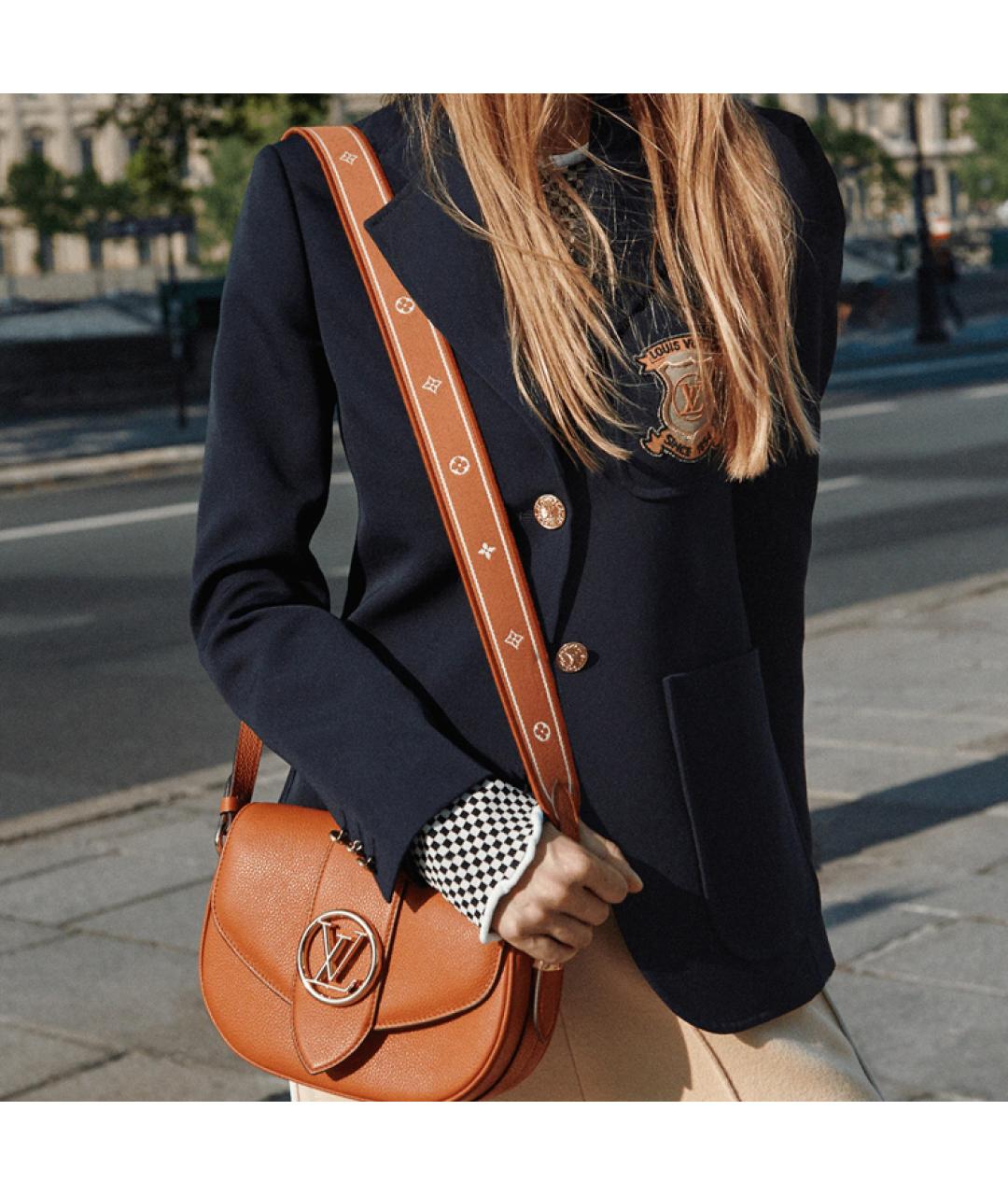 LOUIS VUITTON Коричневая кожаная сумка через плечо, фото 6