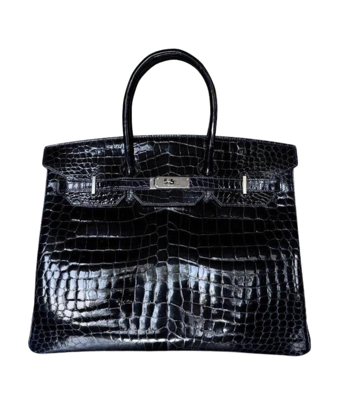 HERMES Черная кожаная сумка с короткими ручками, фото 1