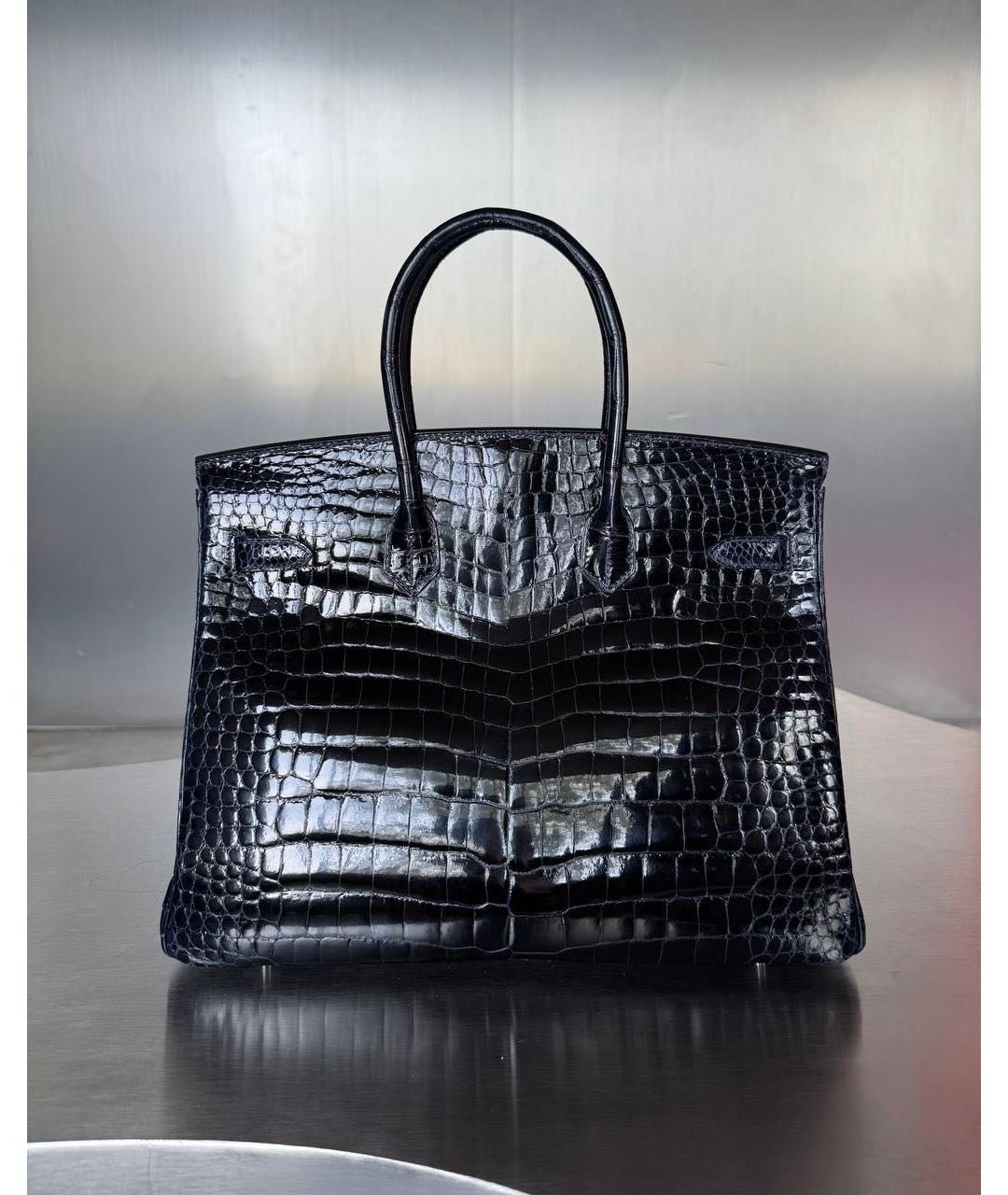 HERMES Черная кожаная сумка с короткими ручками, фото 2