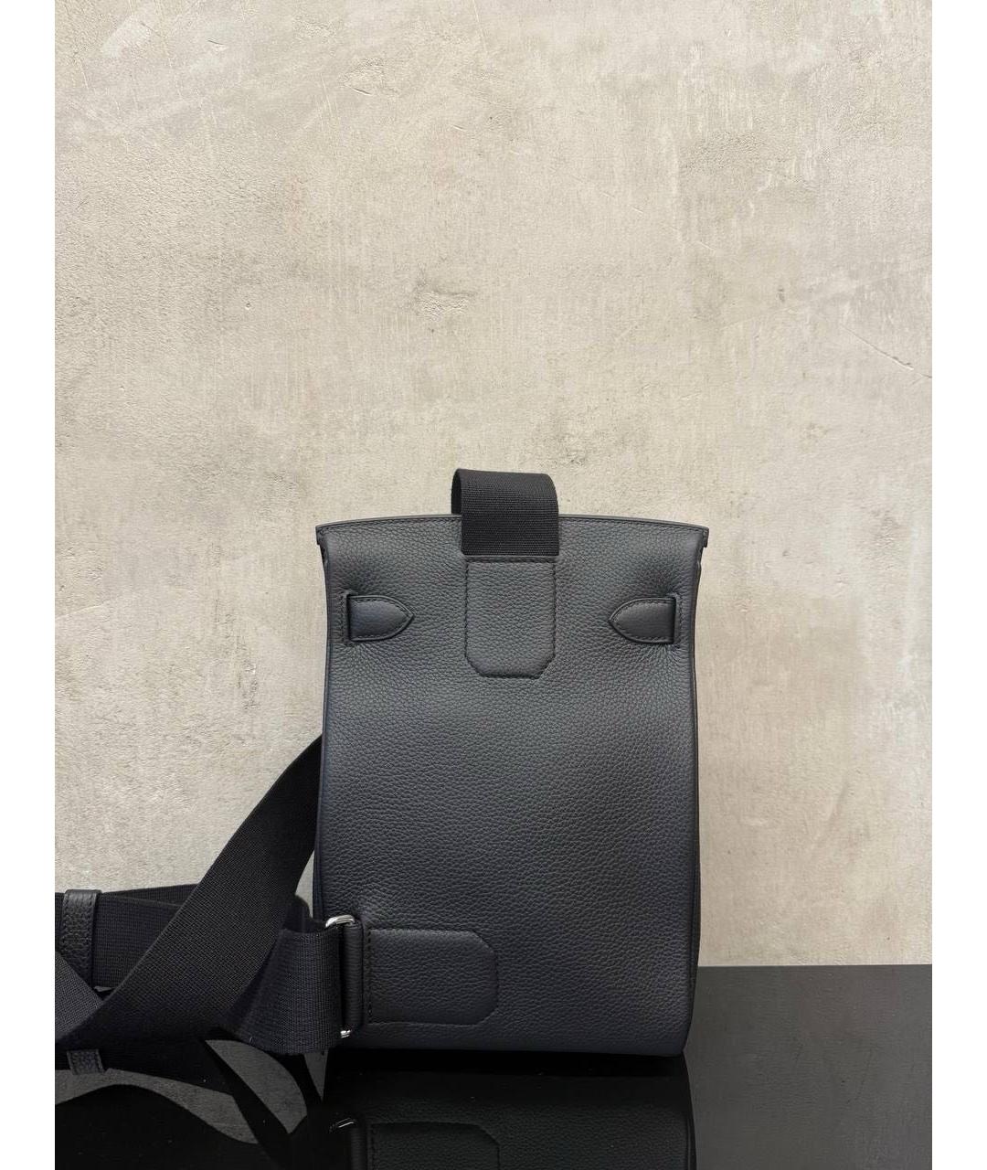 HERMES Черная кожаная сумка на плечо, фото 2