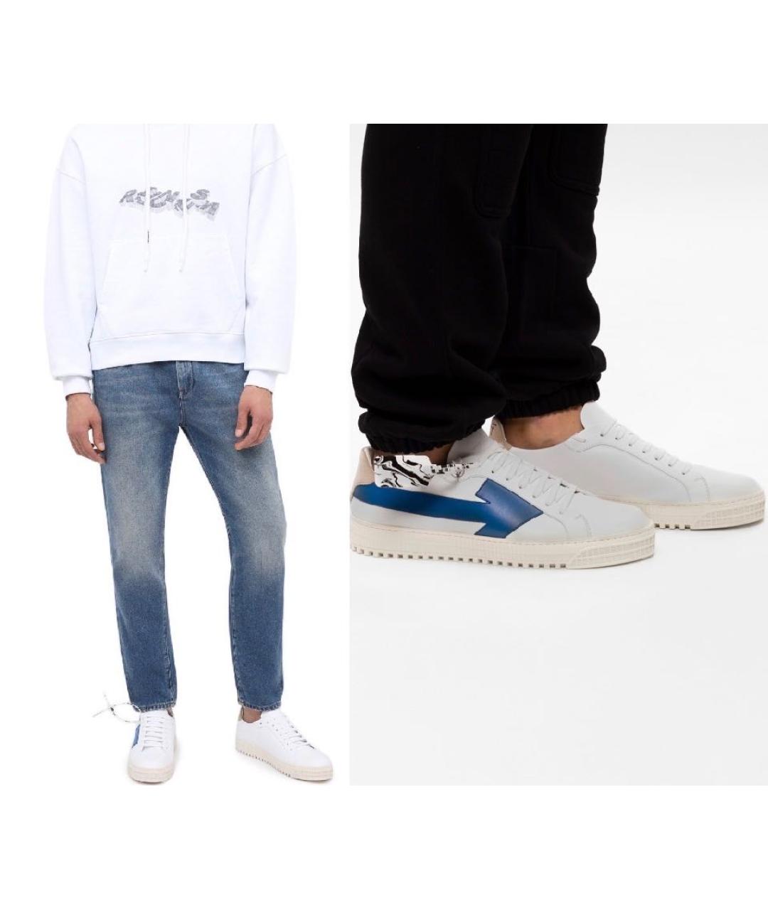 OFF-WHITE Белые кожаные низкие кроссовки / кеды, фото 7