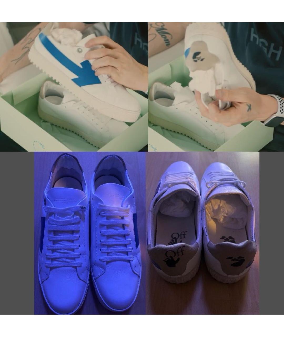 OFF-WHITE Белые кожаные низкие кроссовки / кеды, фото 3