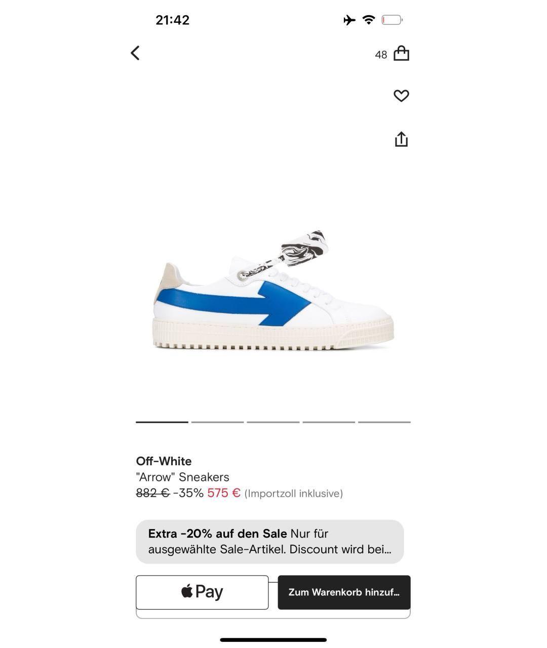 OFF-WHITE Белые кожаные низкие кроссовки / кеды, фото 8