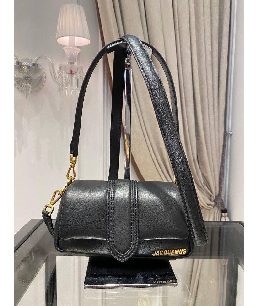 JACQUEMUS Черная кожаная сумка через плечо, фото 2