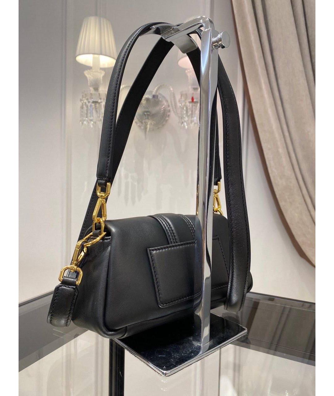 JACQUEMUS Черная кожаная сумка через плечо, фото 4