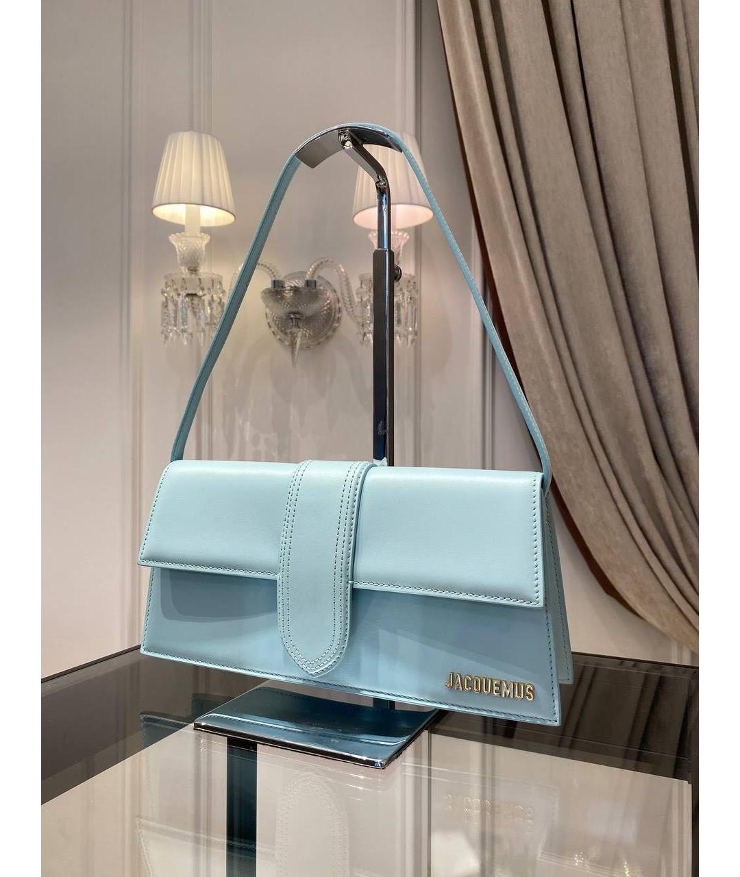 JACQUEMUS Голубая кожаная сумка с короткими ручками, фото 3