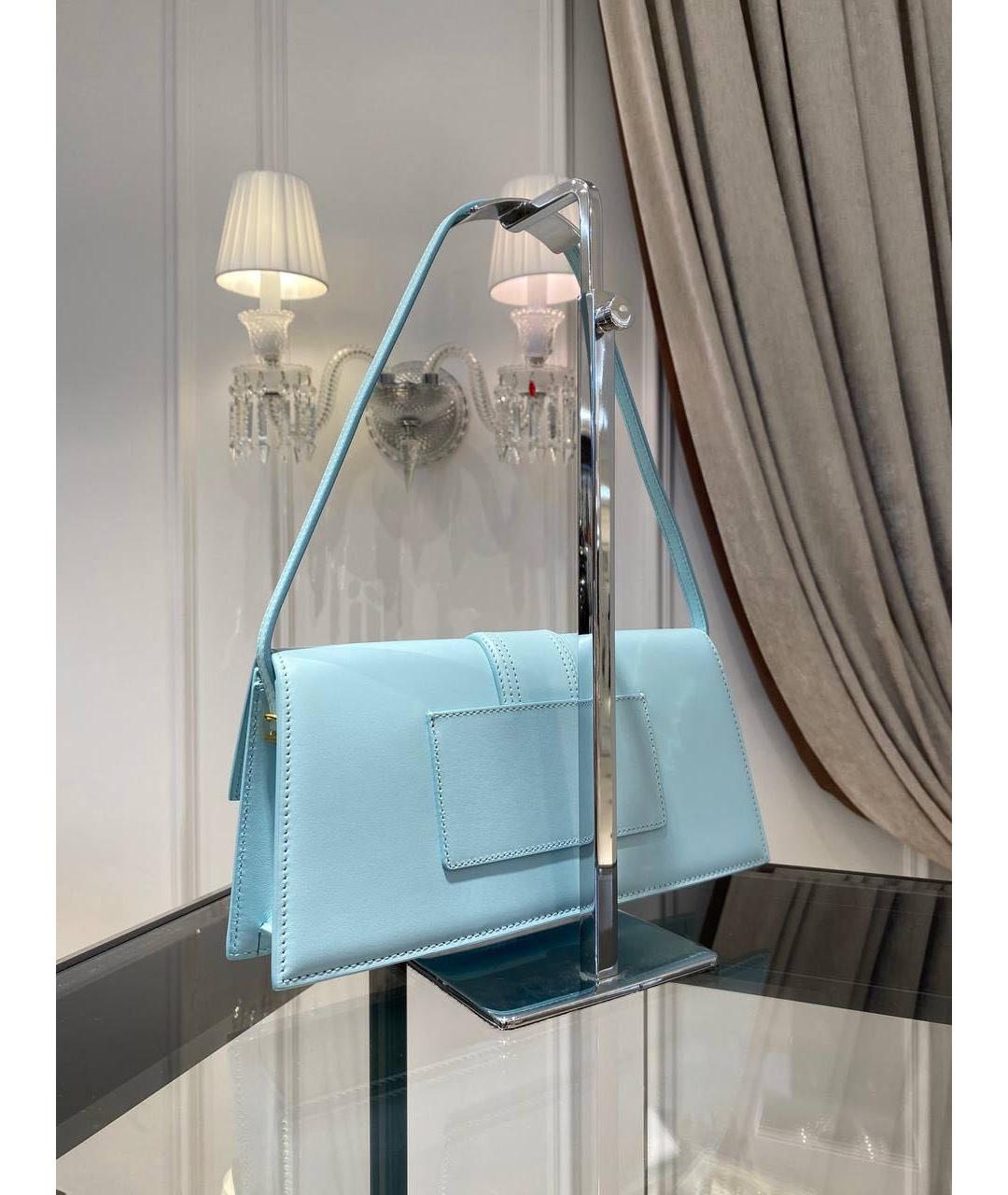 JACQUEMUS Голубая кожаная сумка с короткими ручками, фото 4