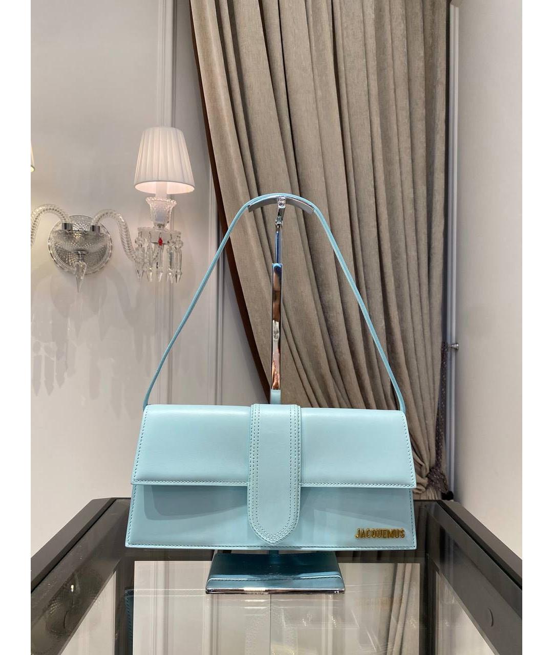 JACQUEMUS Голубая кожаная сумка с короткими ручками, фото 2
