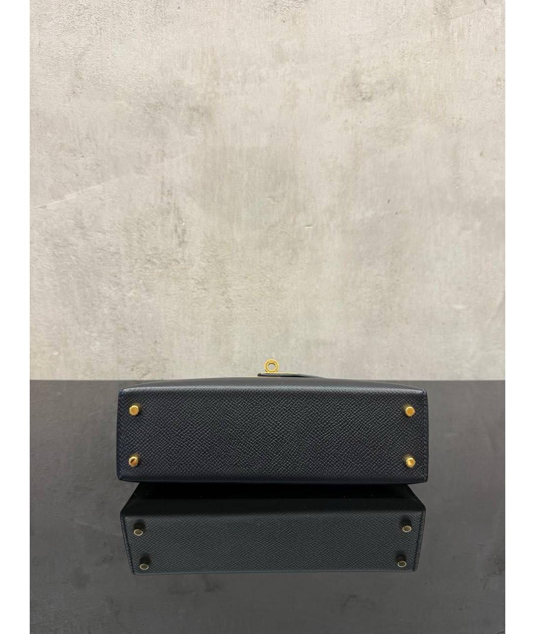 HERMES Черная кожаная сумка с короткими ручками, фото 4