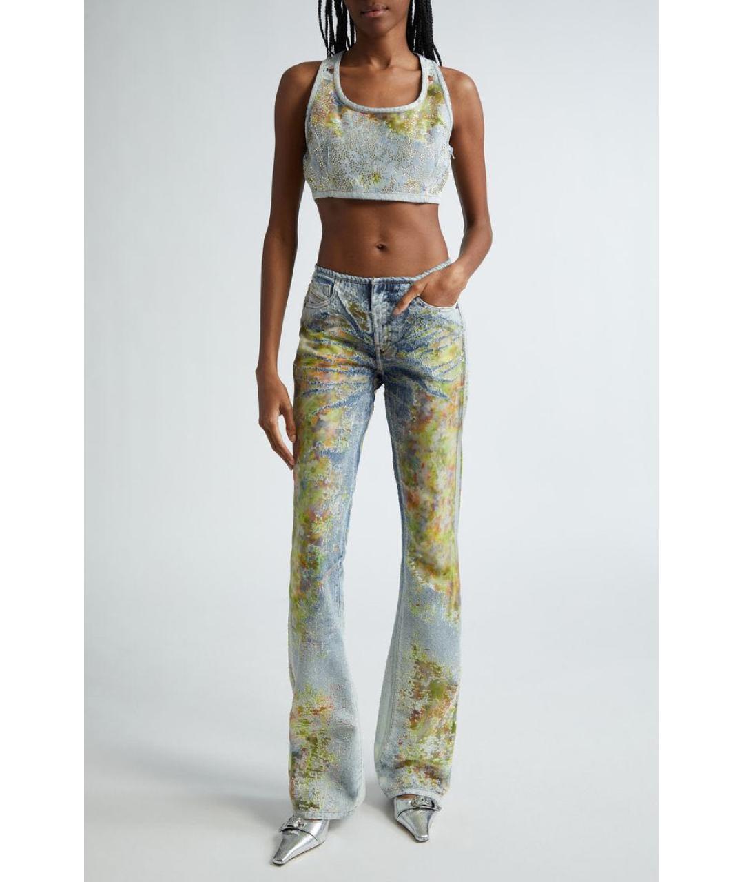 DIESEL Желтые хлопко-полиэстеровые джинсы клеш, фото 6