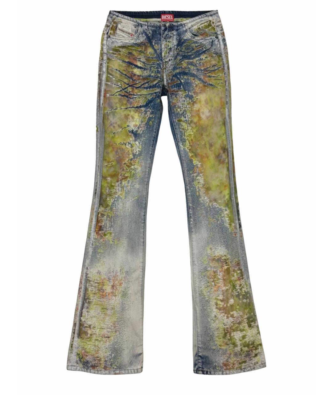 DIESEL Желтые хлопко-полиэстеровые джинсы клеш, фото 1