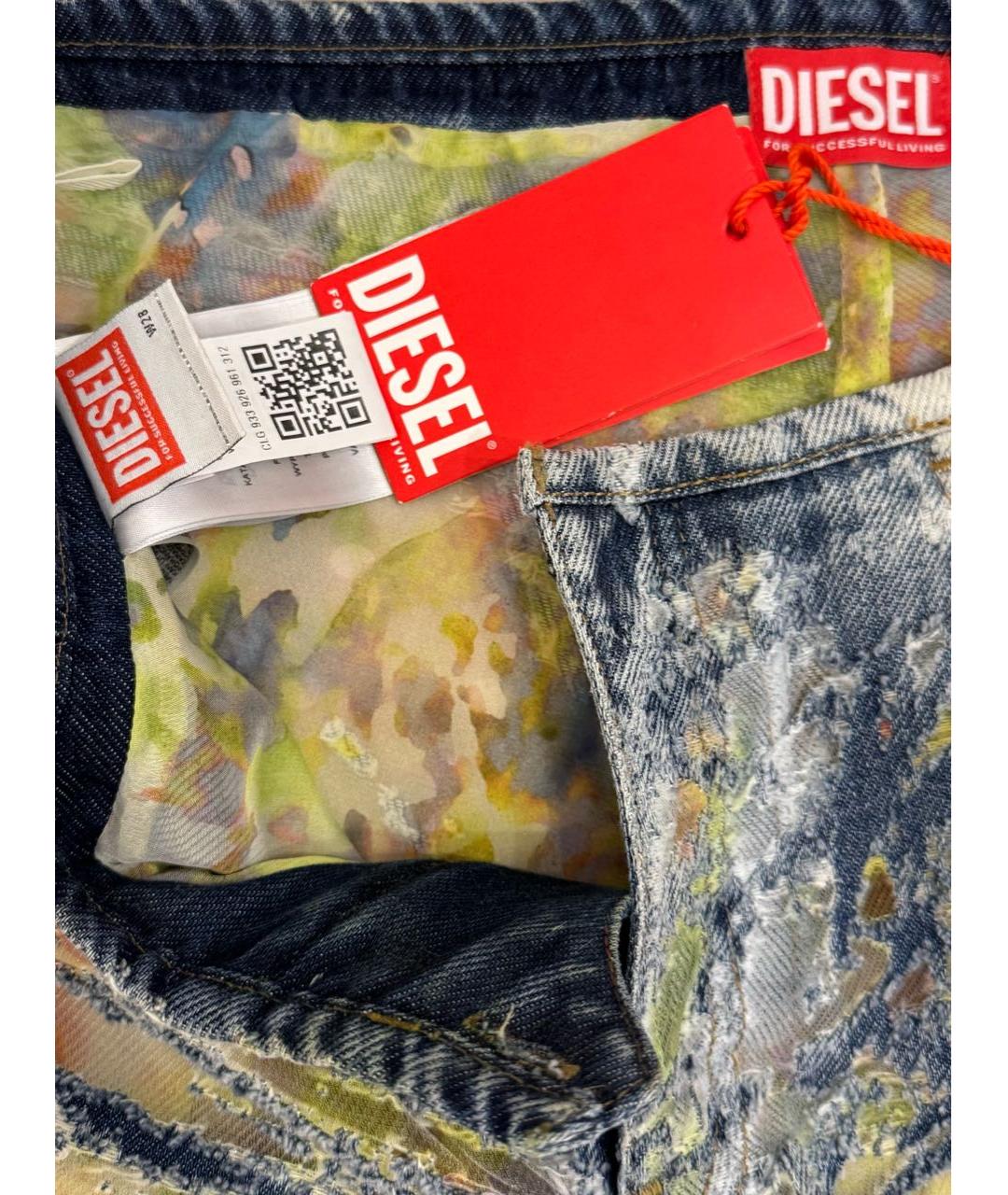 DIESEL Желтые хлопко-полиэстеровые джинсы клеш, фото 3