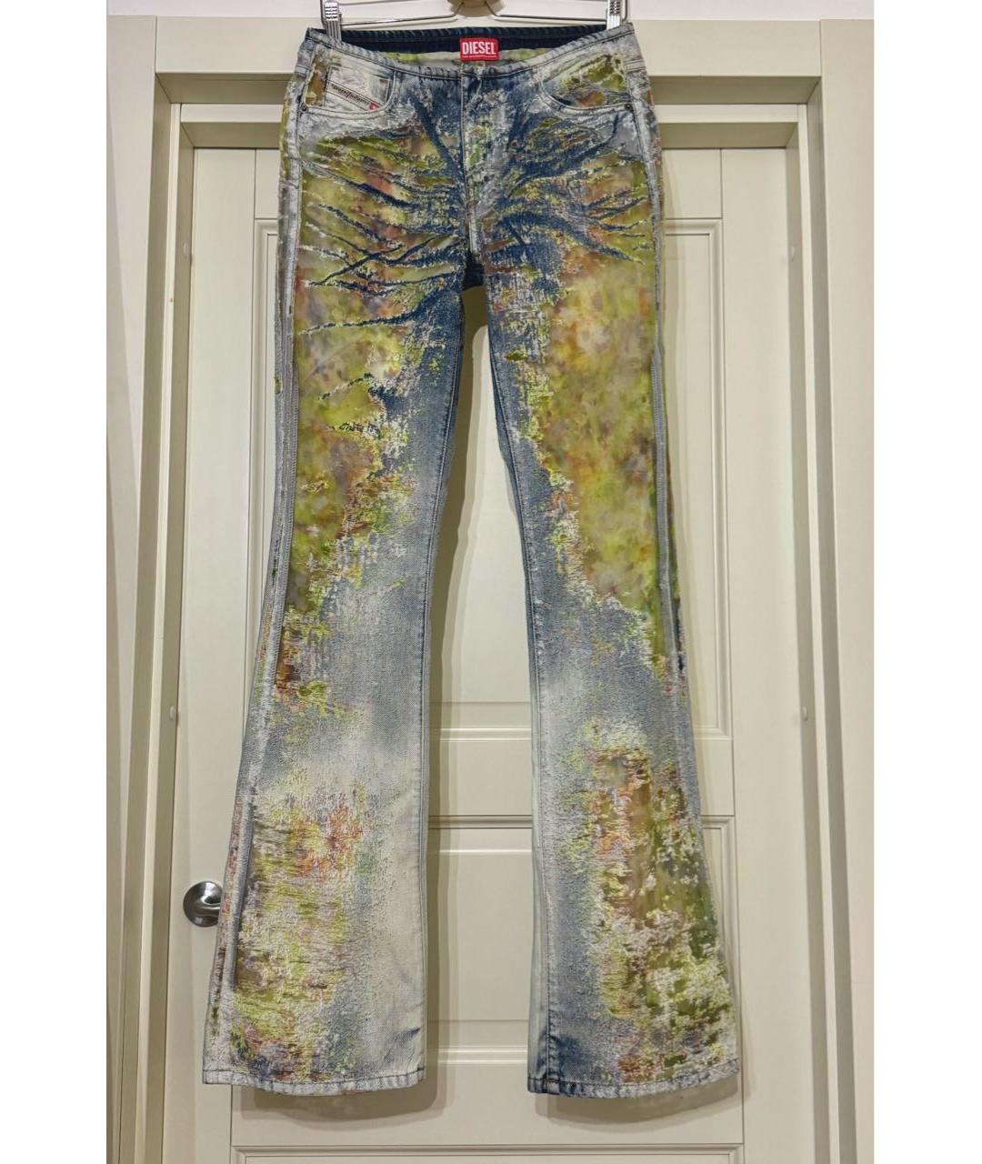 DIESEL Желтые хлопко-полиэстеровые джинсы клеш, фото 7