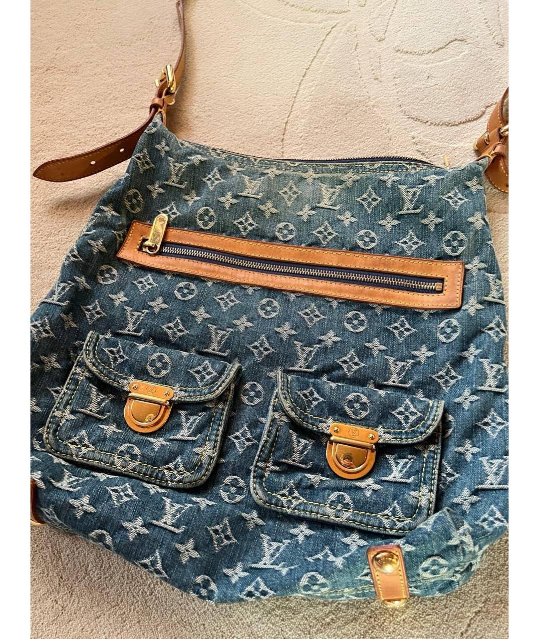 LOUIS VUITTON Синяя деним сумка с короткими ручками, фото 2