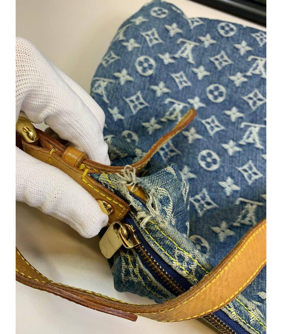 LOUIS VUITTON Синяя деним сумка с короткими ручками, фото 6