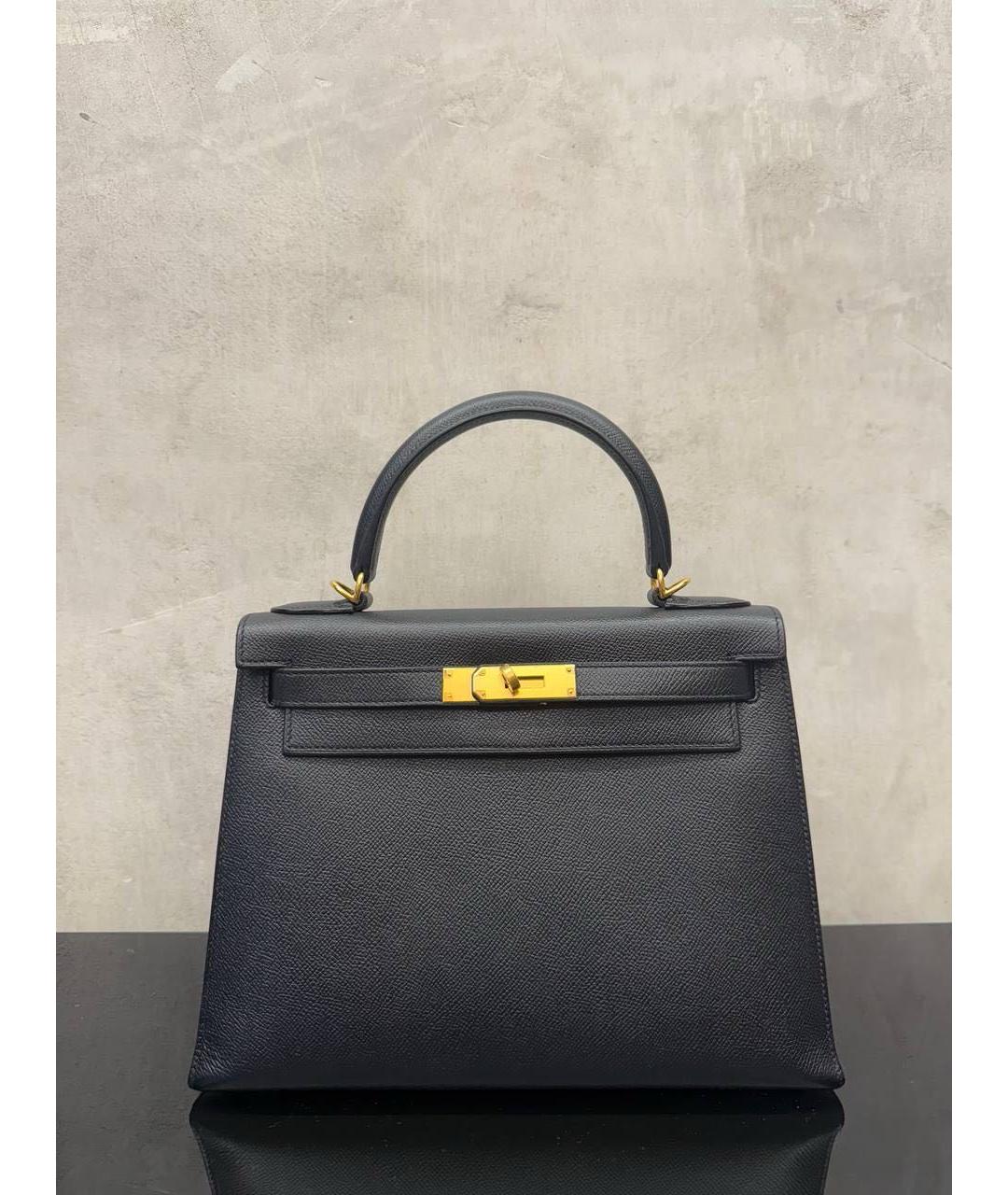 HERMES Черная кожаная сумка с короткими ручками, фото 7