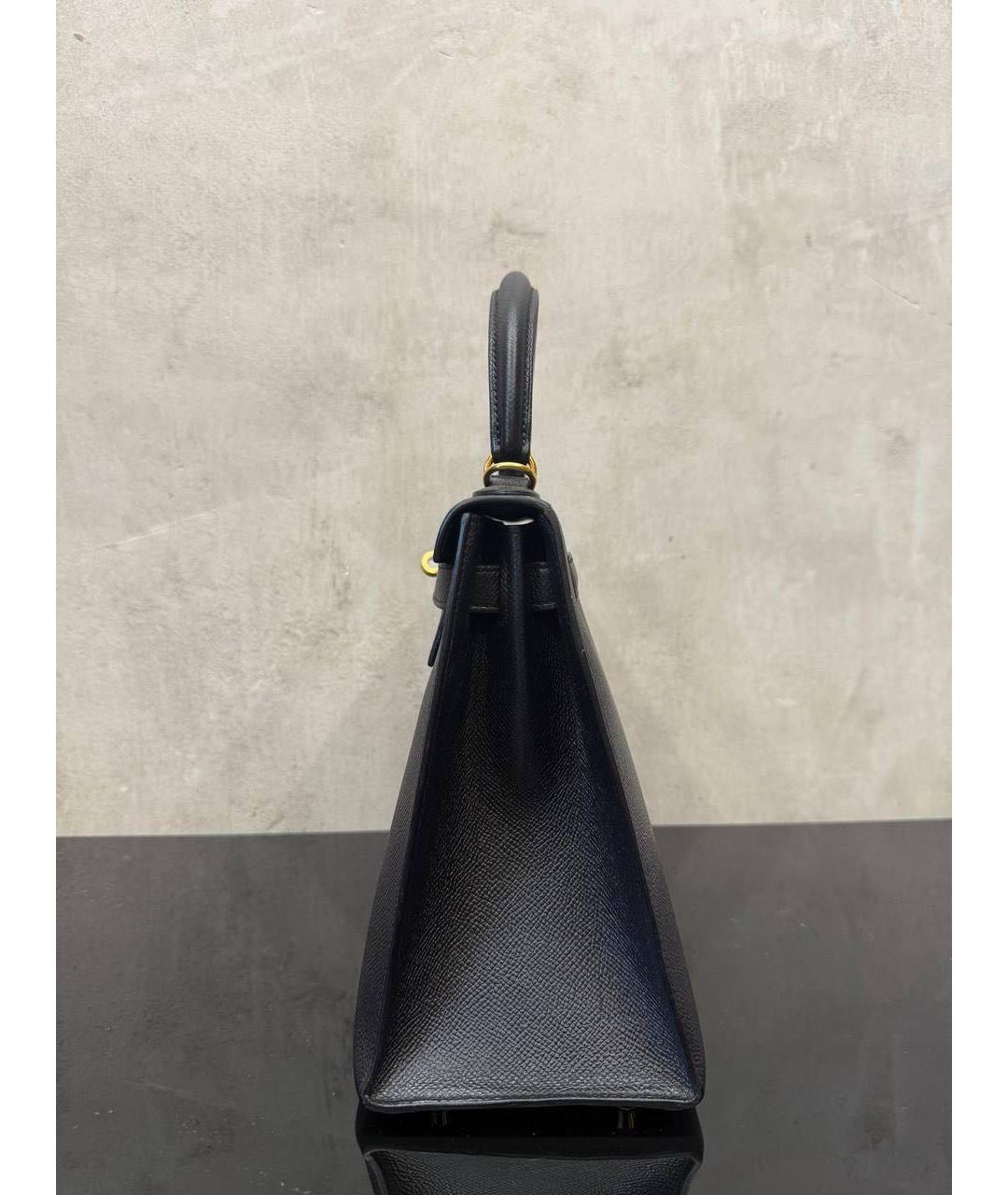 HERMES Черная кожаная сумка с короткими ручками, фото 2