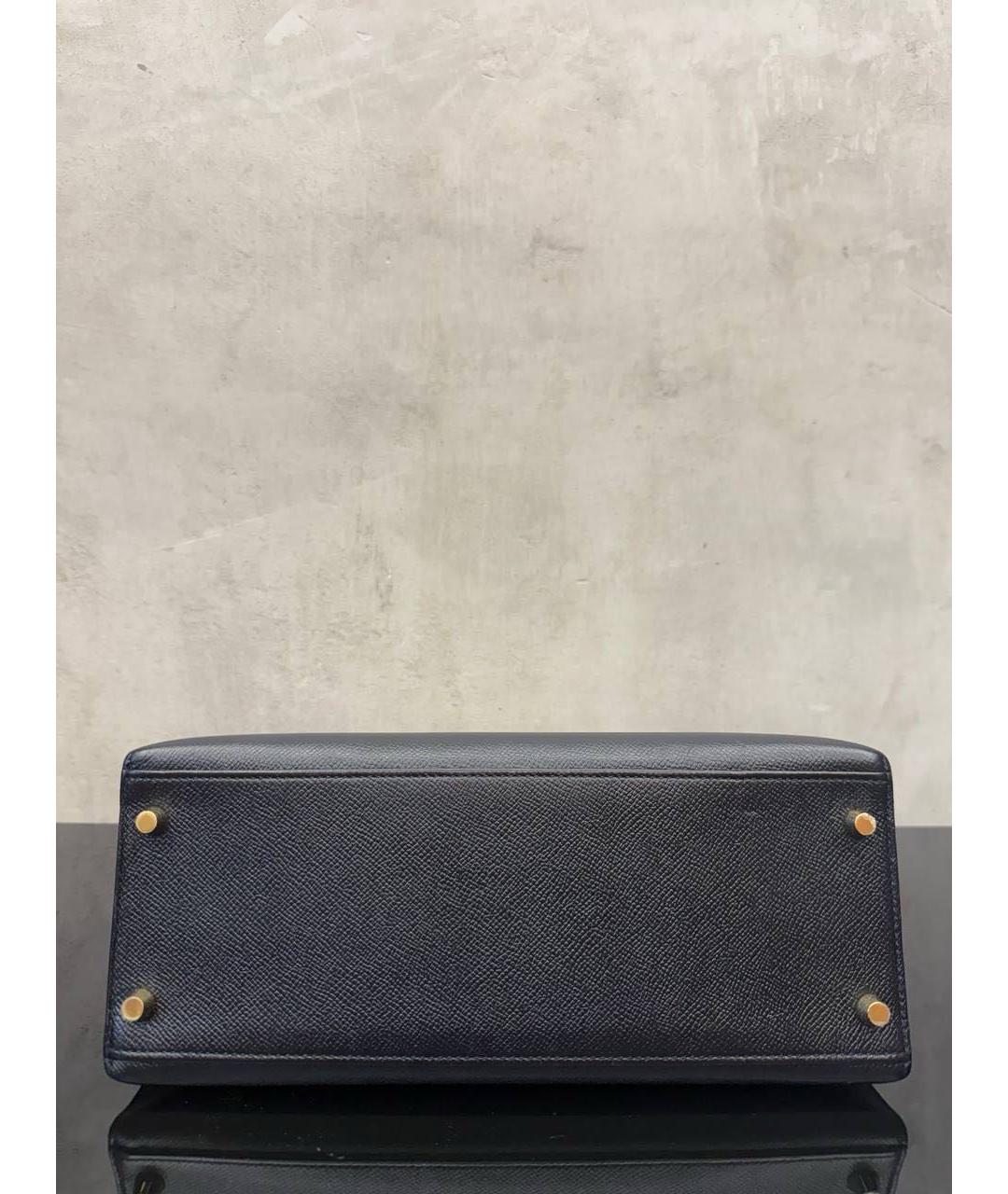 HERMES Черная кожаная сумка с короткими ручками, фото 4