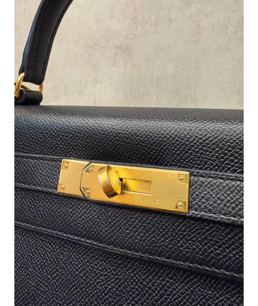 HERMES Черная кожаная сумка с короткими ручками, фото 6