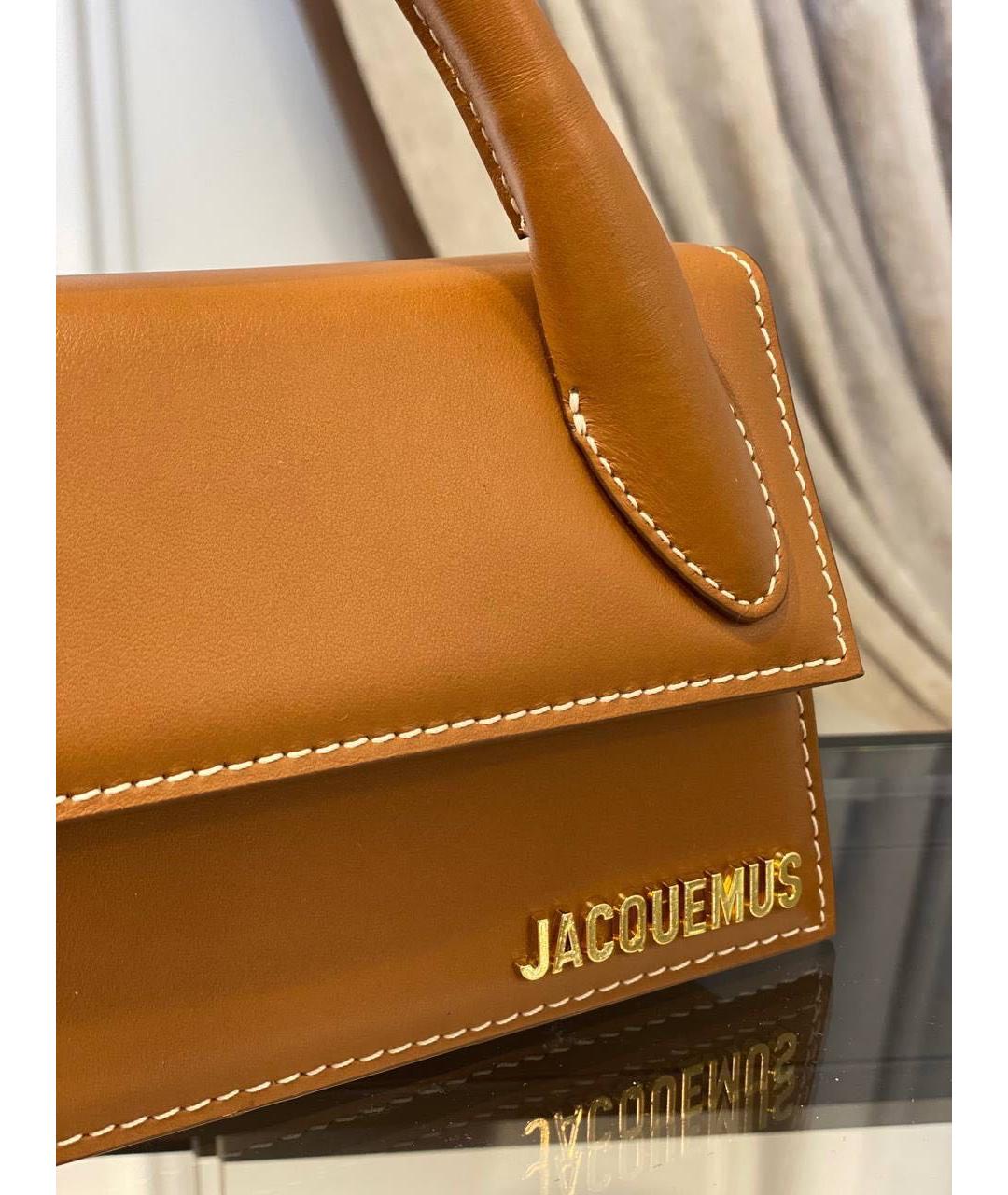 JACQUEMUS Коричневая кожаная сумка с короткими ручками, фото 4