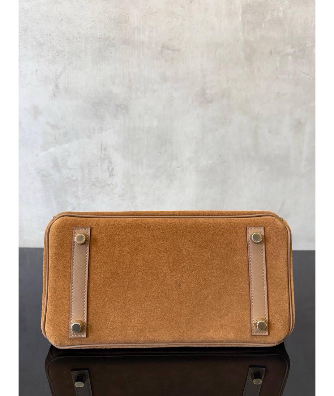 HERMES Коричневая замшевая сумка с короткими ручками, фото 4